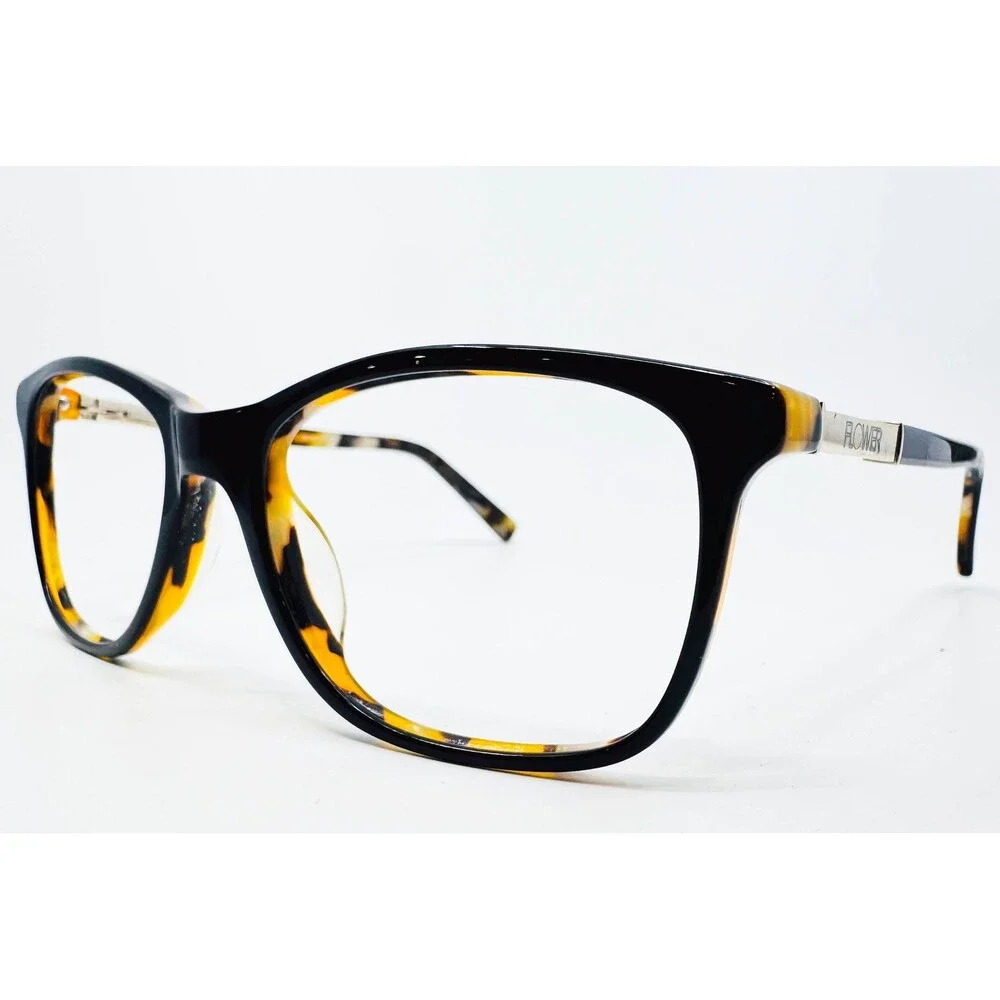 Flower Eyeglasses Womens Black Tortoise 6015 210 Square Frame 53-18-140